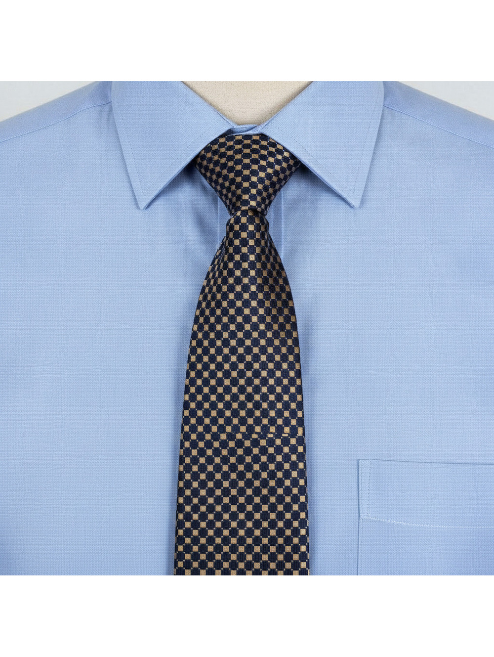 George Geometric Silk Necktie Navy Gold